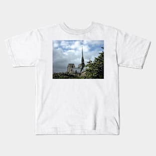 Paris Notre Dame de Paris Spire Before the Fire Kids T-Shirt